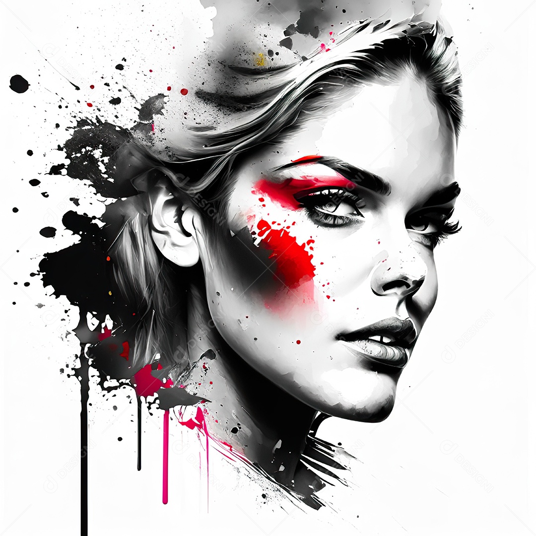 Mulher pintar retrato branco tinta splay