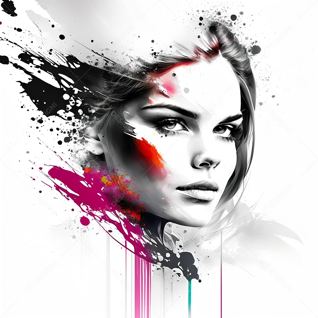 Mulher pintar retrato branco tinta splay