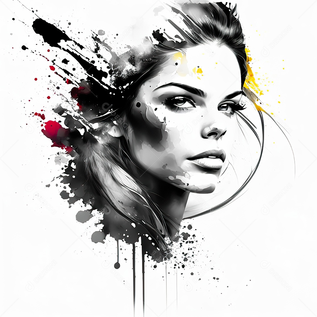 Mulher pintar retrato branco tinta splay