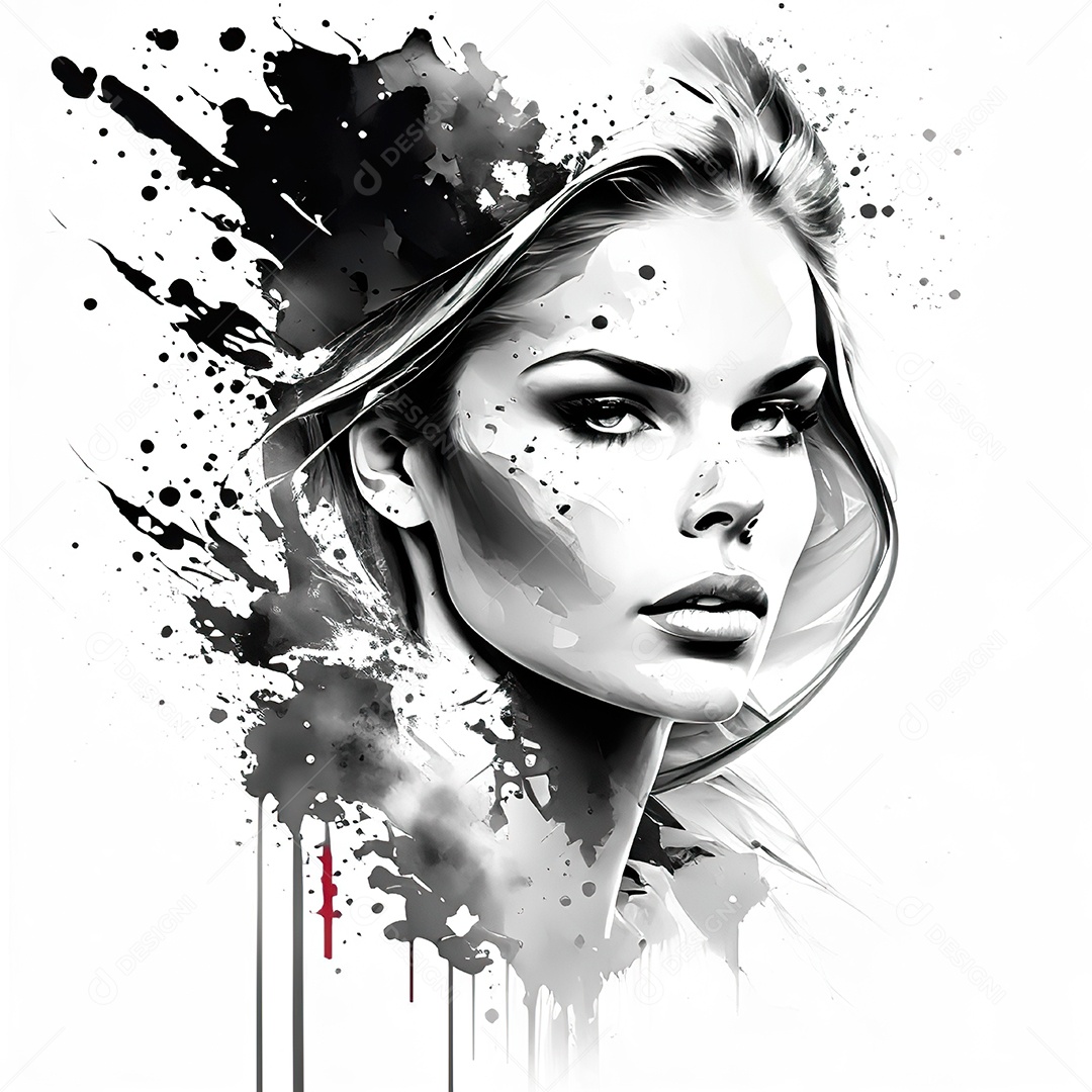 Mulher pintar retrato branco tinta splay