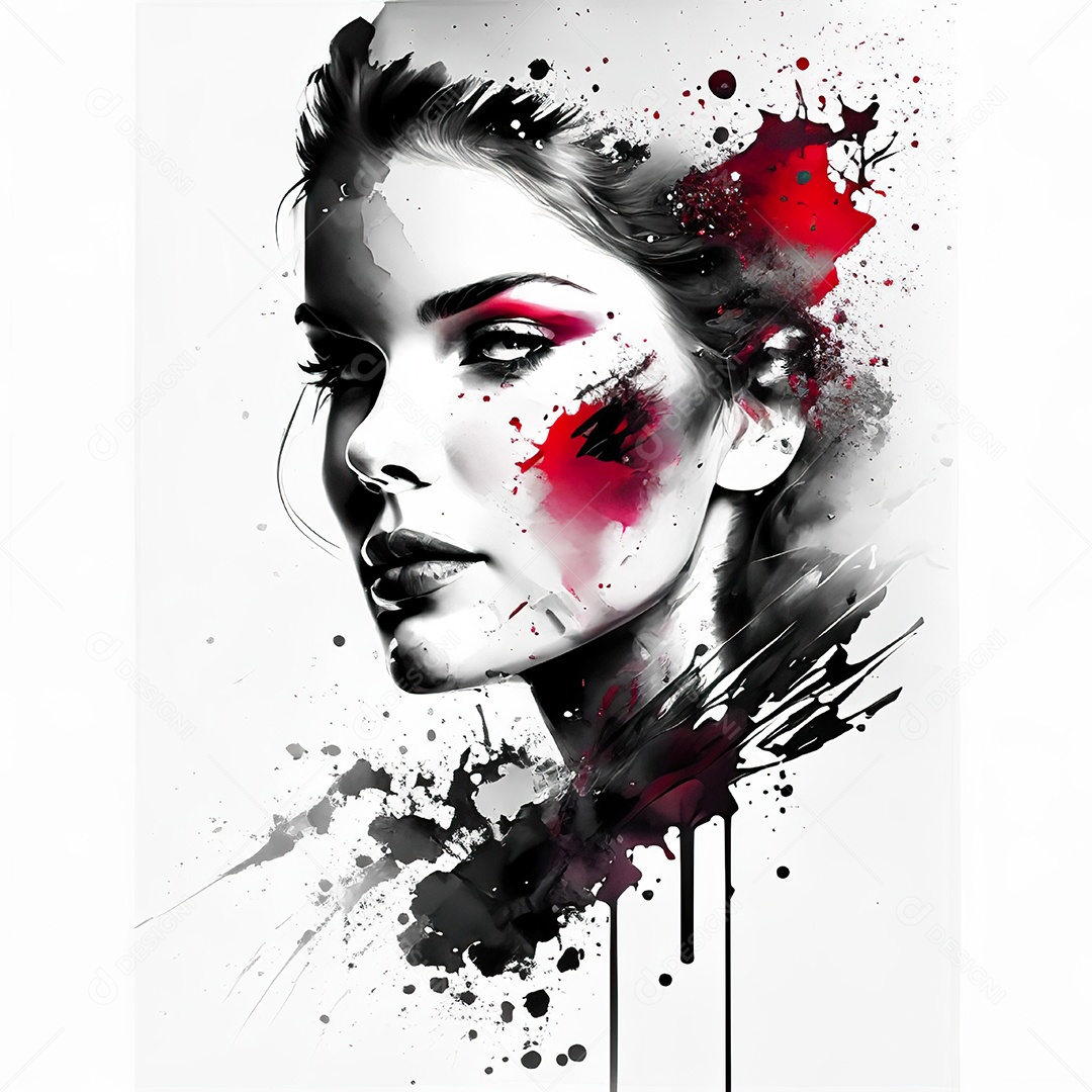 Mulher pintar retrato branco tinta splay