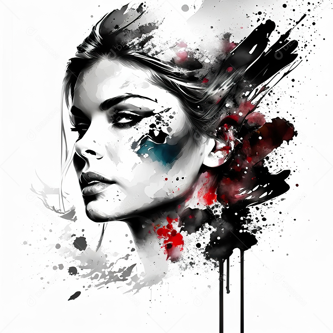 Mulher pintar retrato branco tinta splay