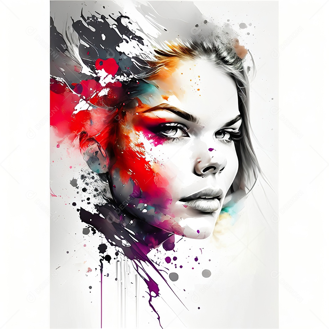 Mulher pintar retrato branco tinta splay