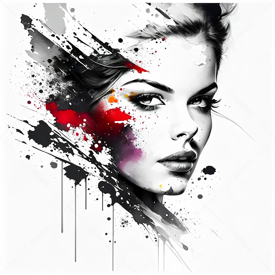 Mulher pintar retrato branco tinta splay