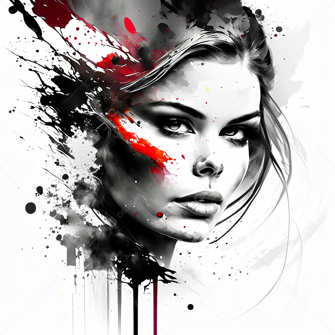 Mulher pintar retrato branco tinta splay