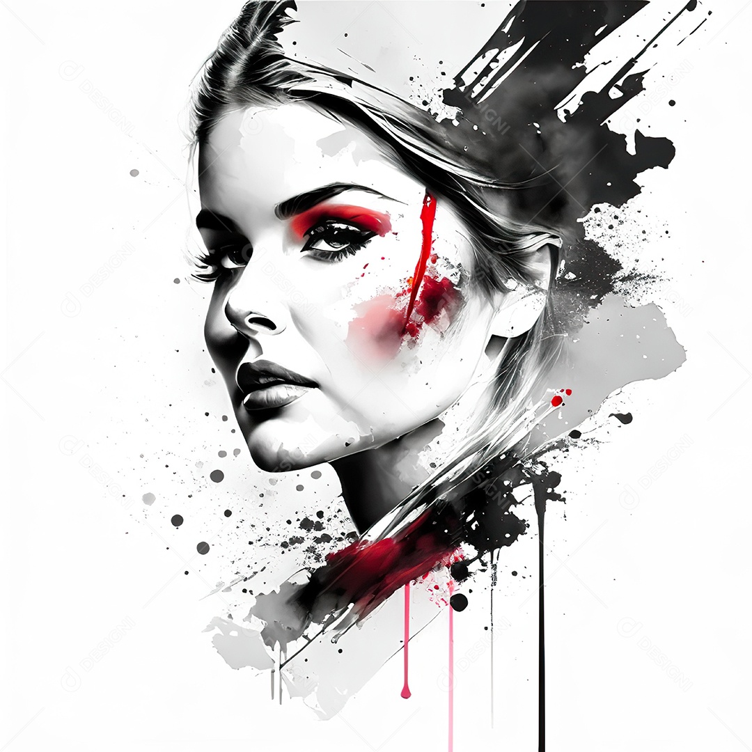 Mulher pintar retrato branco tinta splay