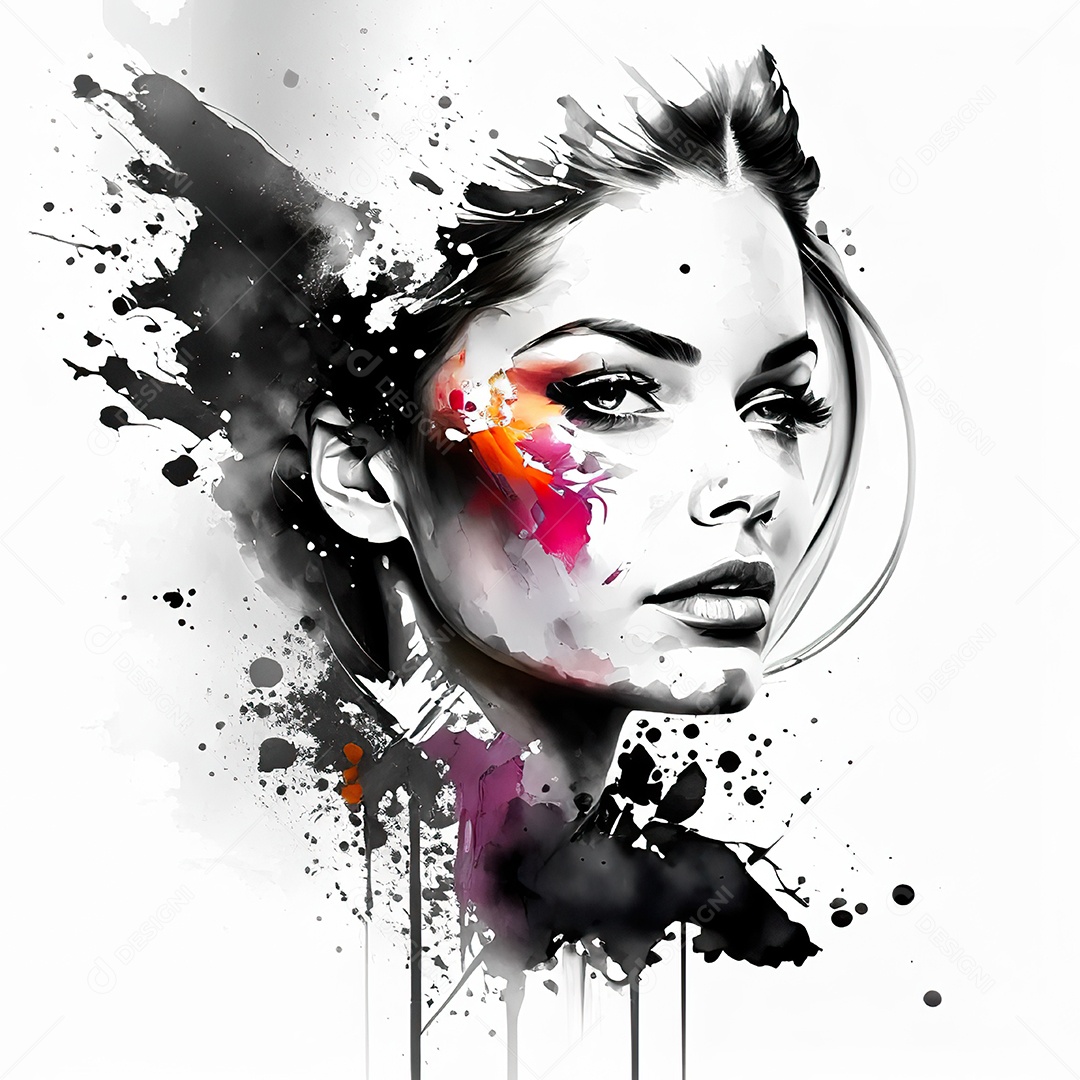 Mulher pintar retrato branco tinta splay