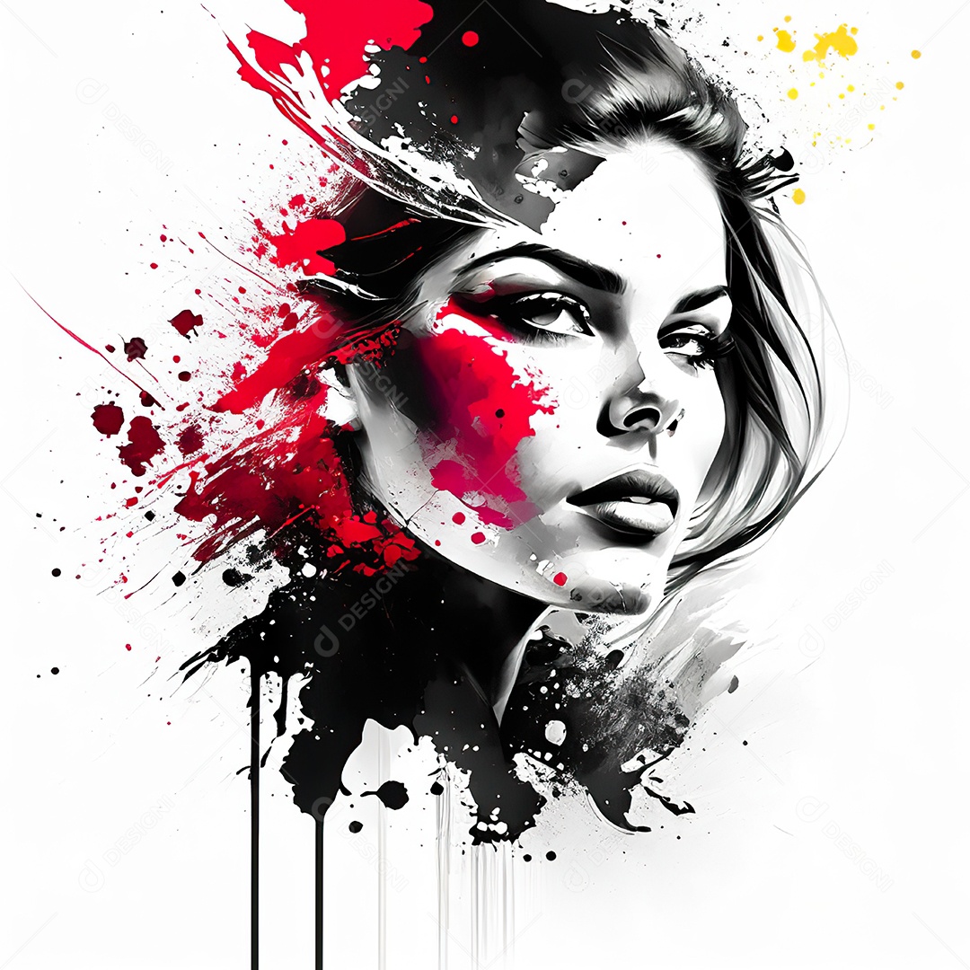 Mulher pintar retrato branco tinta splay