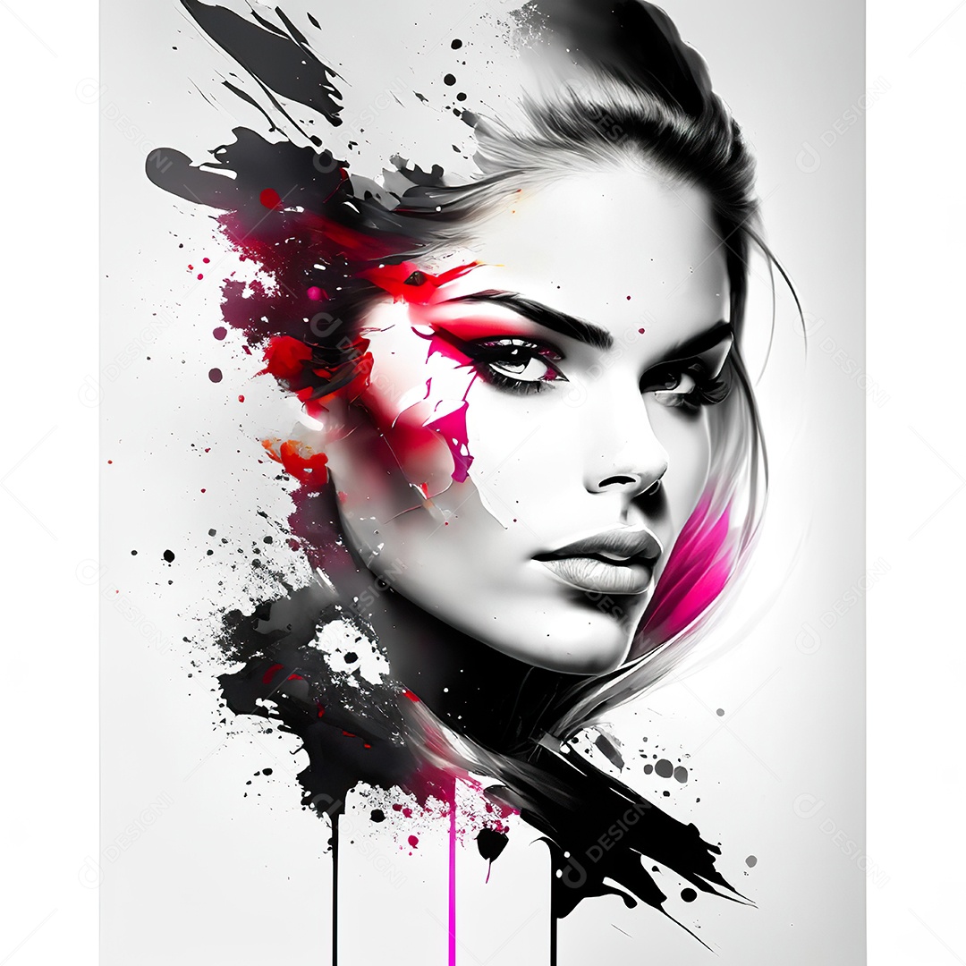 Mulher pintar retrato branco tinta splay