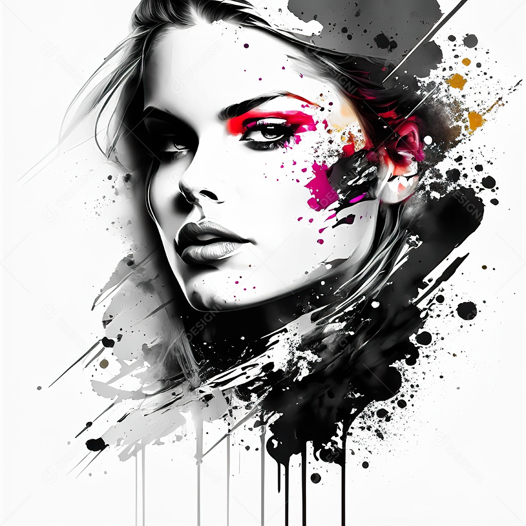 Mulher pintar retrato branco tinta splay