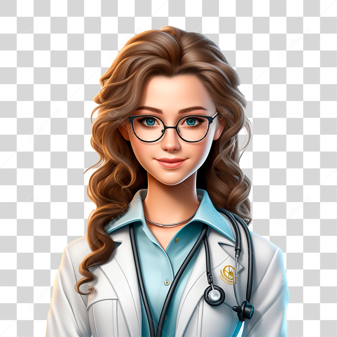 Medica com Uniforme Branco PNG Transparente