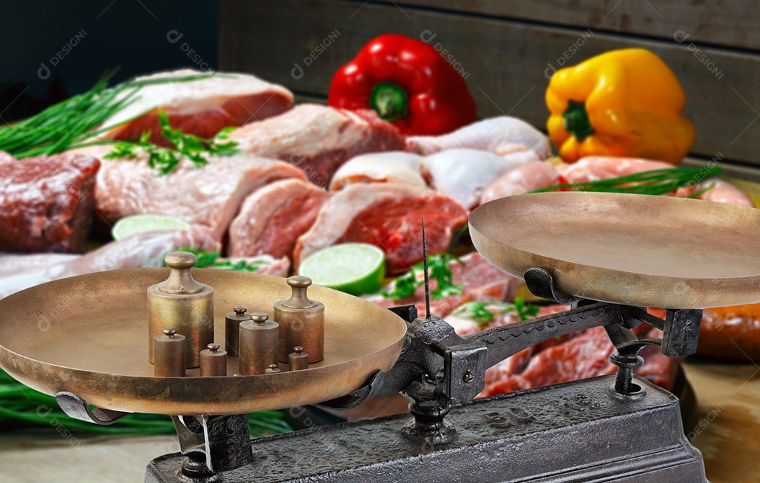 Balança de alimentos no açougue