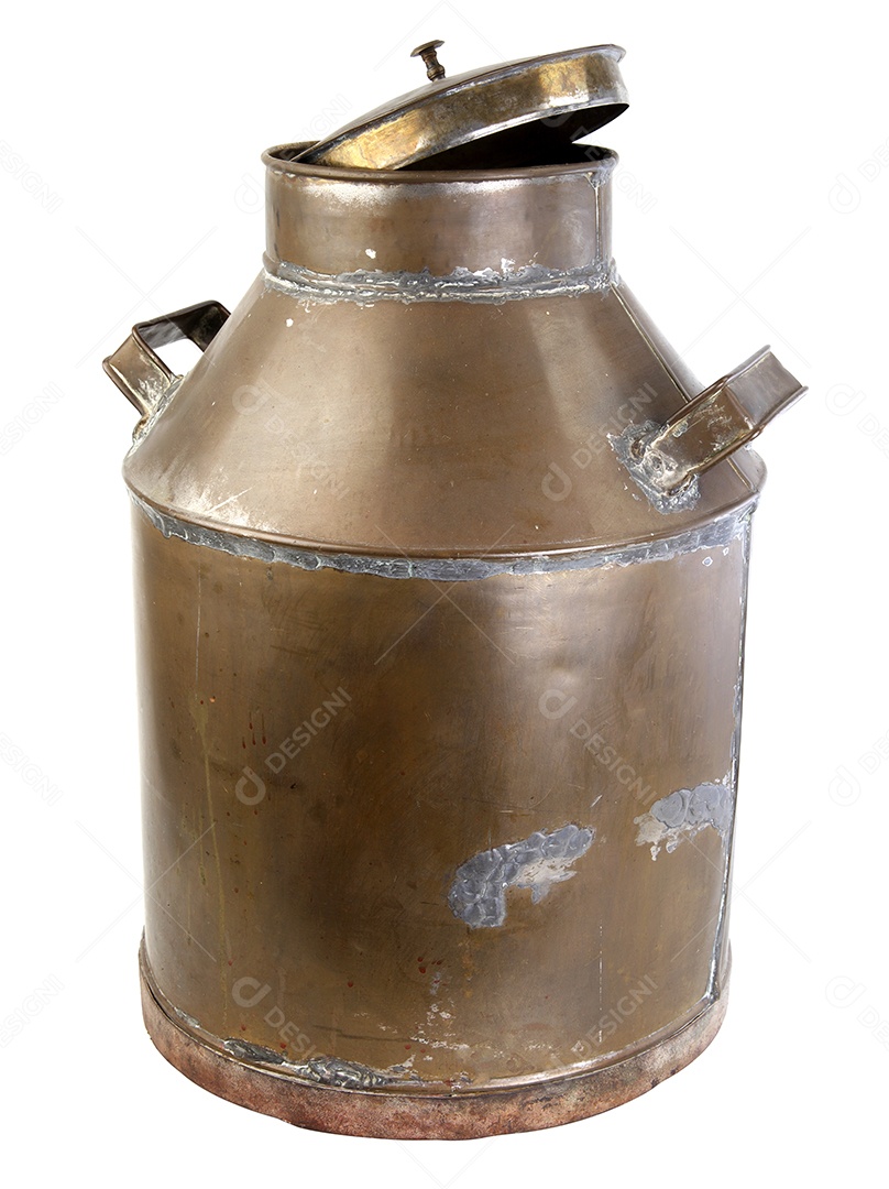 Latas de leite feitas de cobre