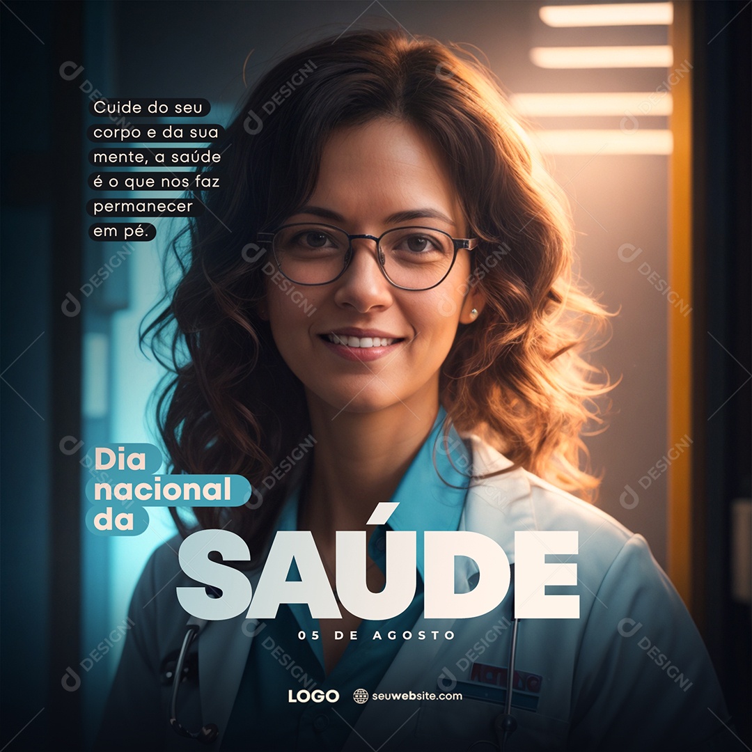 Dia Nacional da Saúde Social Media PSD Editável