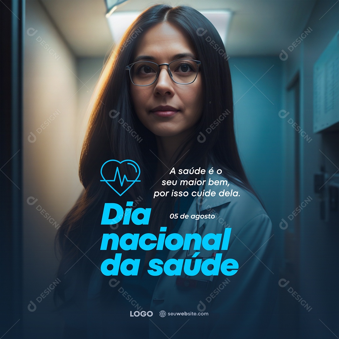 Dia Nacional da Saúde Social Media PSD Editável
