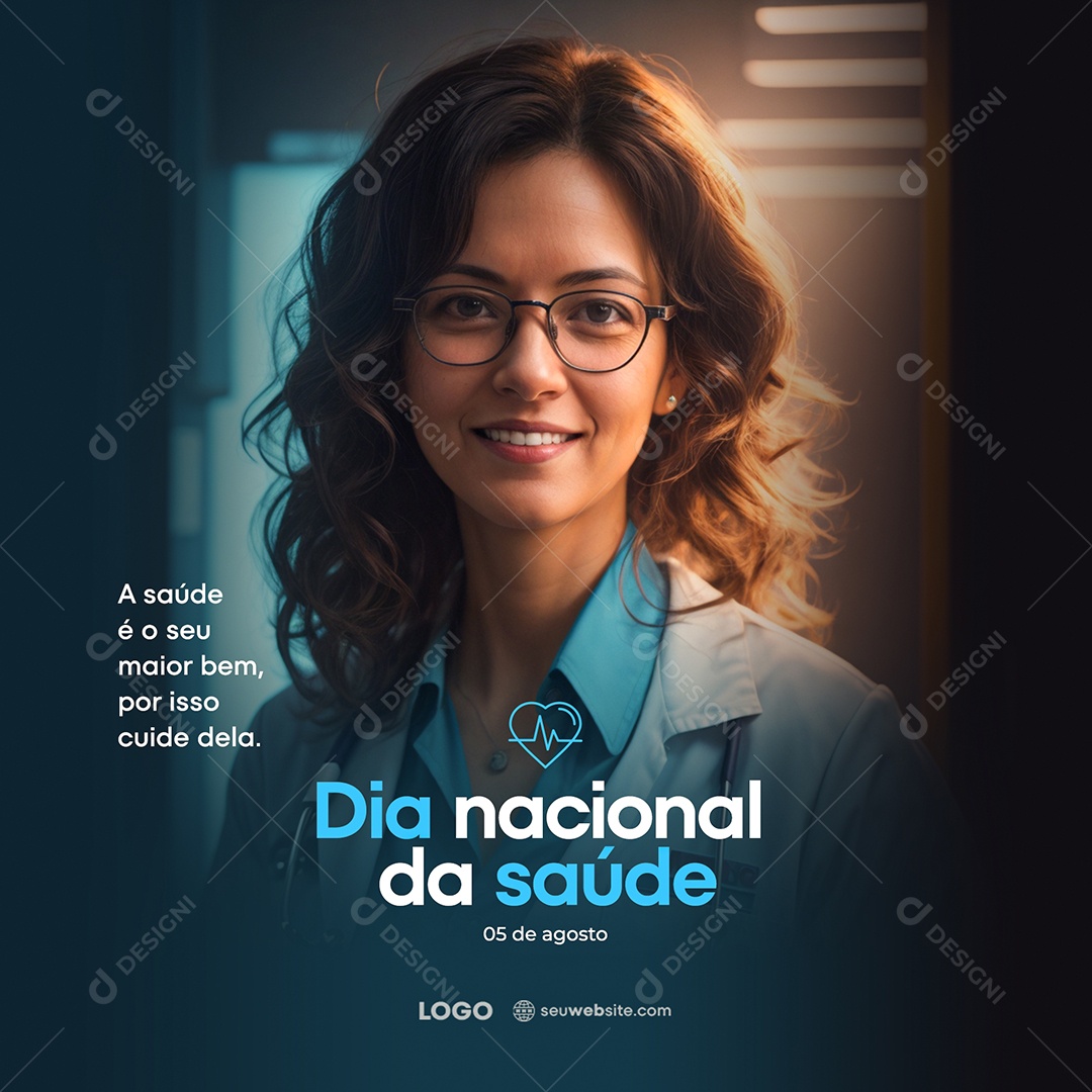 Dia Nacional da Saúde Social Media PSD Editável