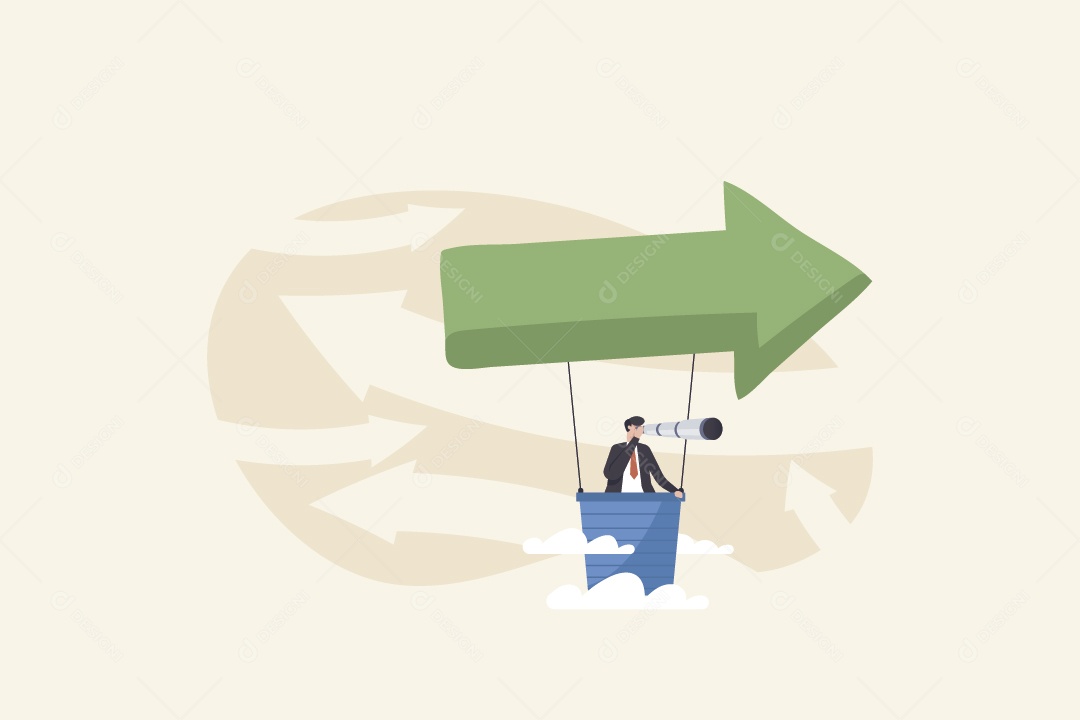 Empresário Voando em Seta de Ar Vetor EPS