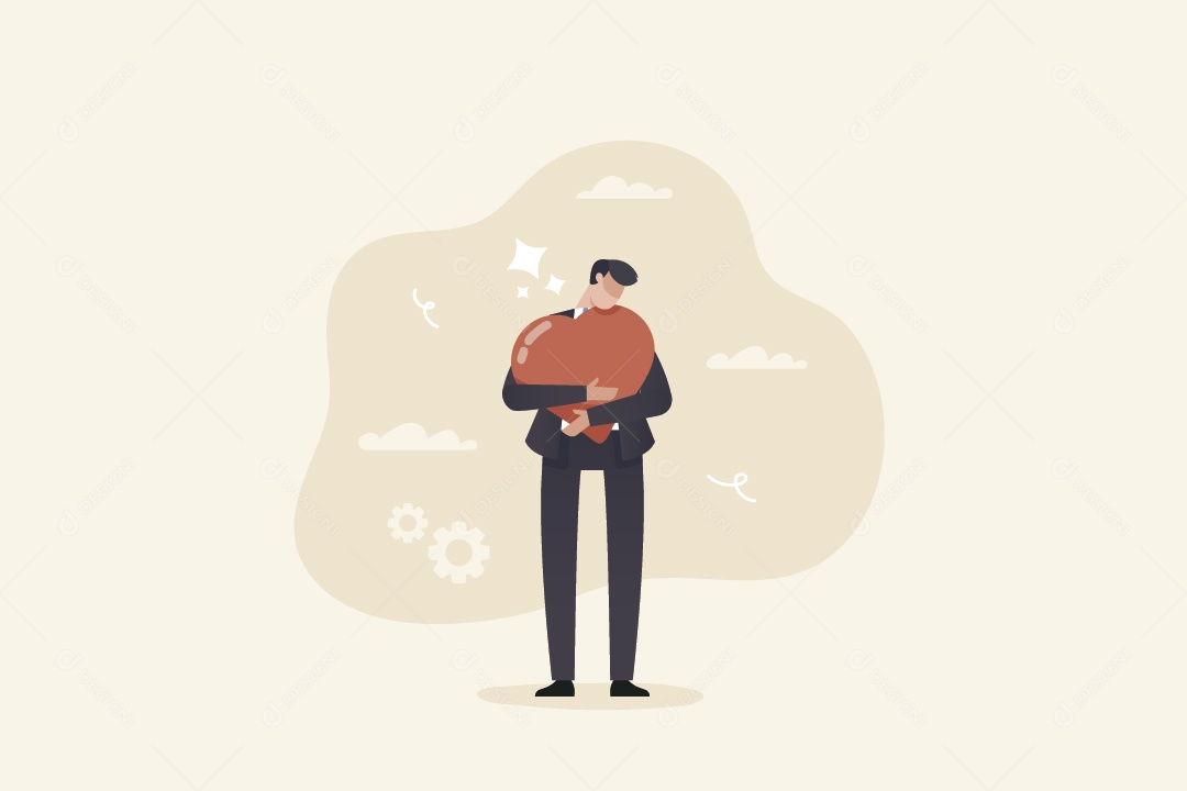 Empresário Abraçando Coração Vetor EPS