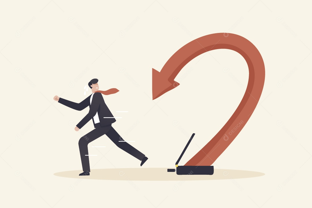 Empresário Correndo de Seta de Gráfico Saindo da Maleta Vetor EPS