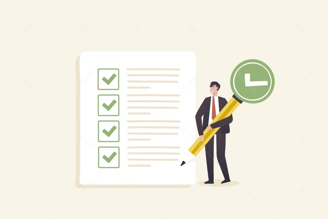 Empresário Marcando Lista Vetor EPS