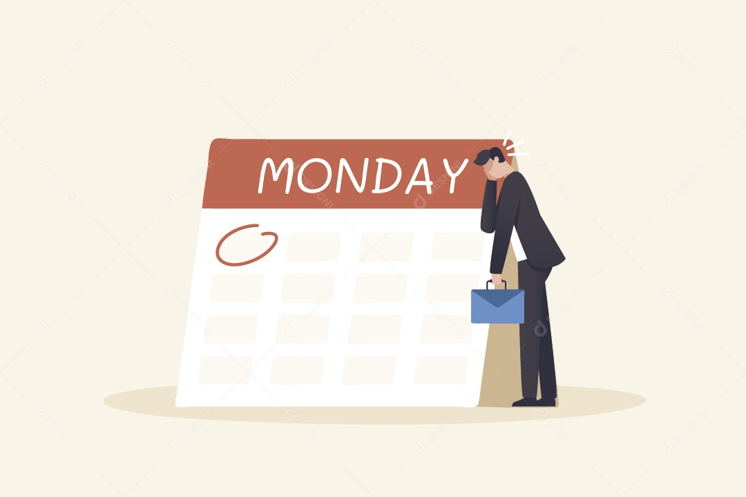 Empresário Olhando Calendário Vetor EPS