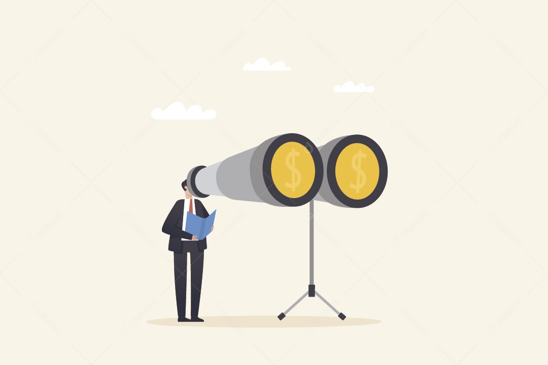 Empresário Observando O Mercado de Dinheiro Vetor EPS