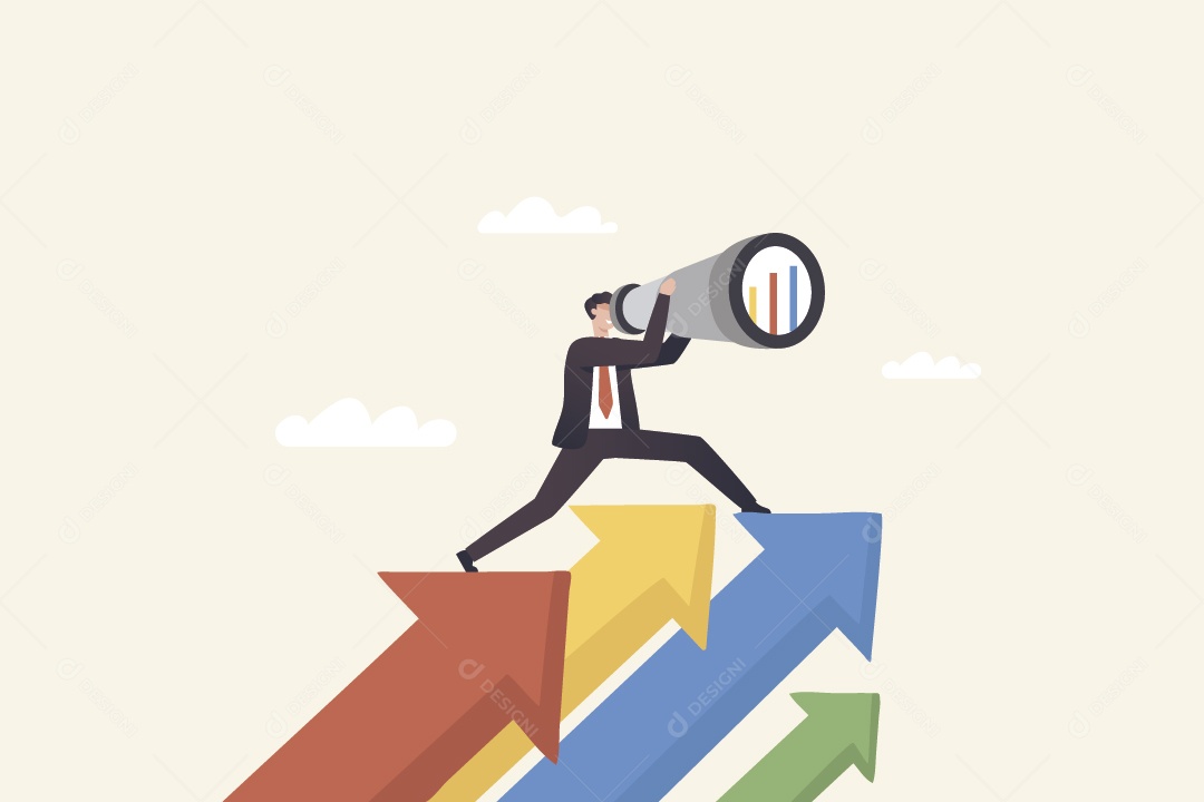 Empresário Observando Gráficos Vetor EPS