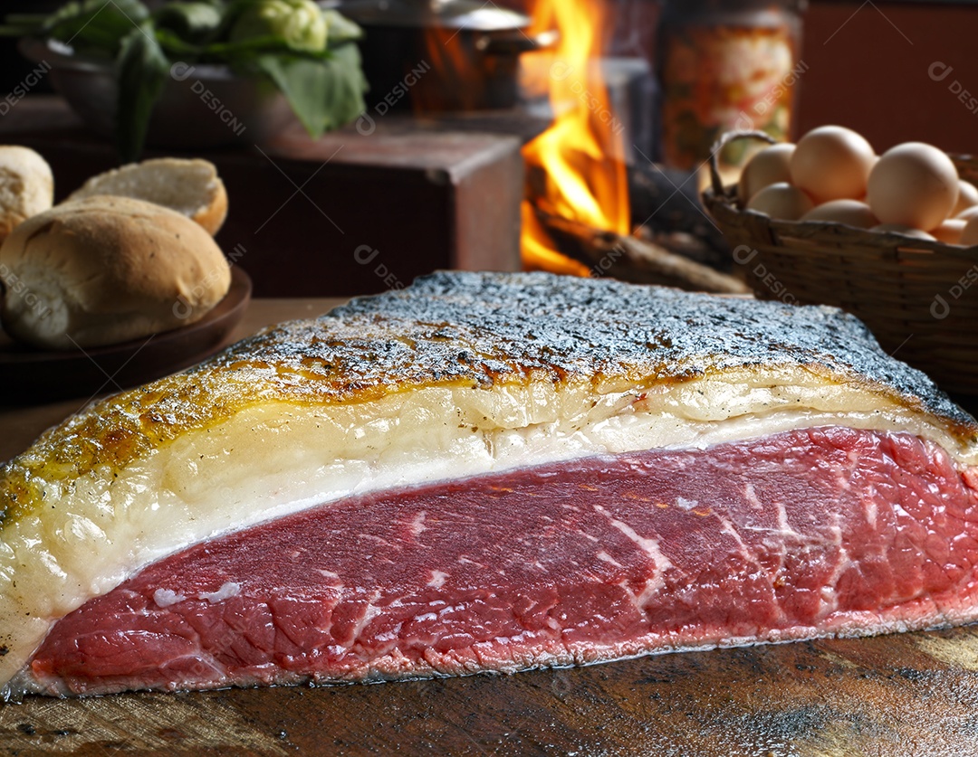 Peça de carne assada