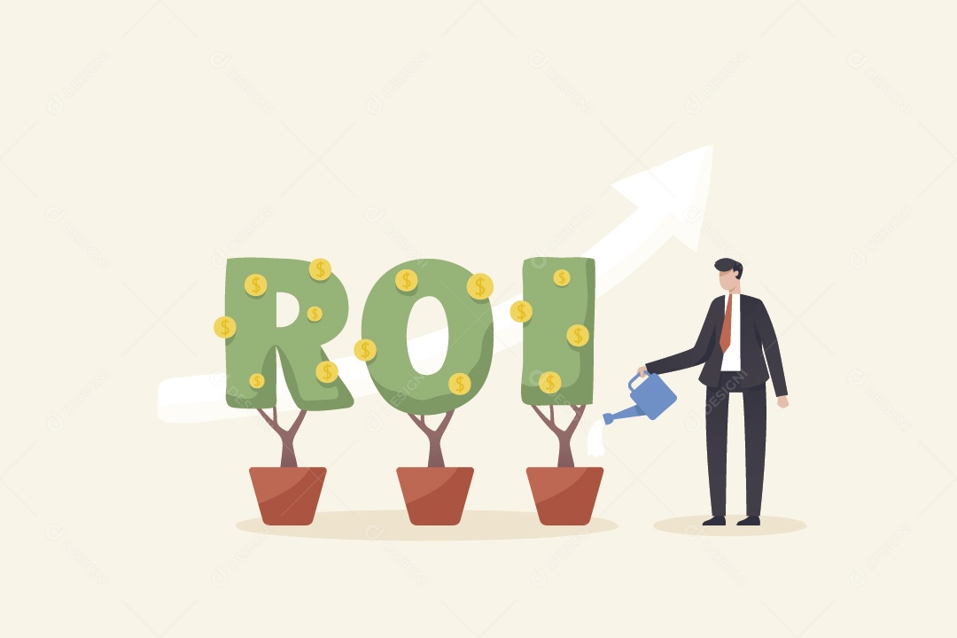 Empresário Regrando Planta de Dinheiro Vetor EPS