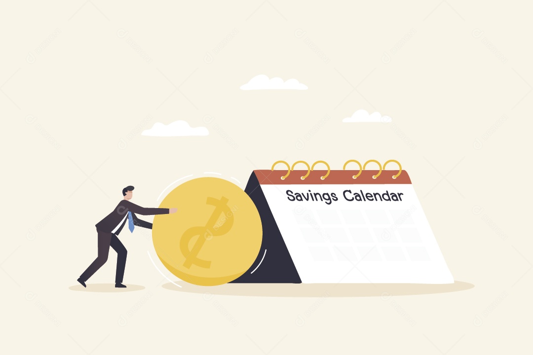 Empresário e Moeda no Calendário Vetor EPS