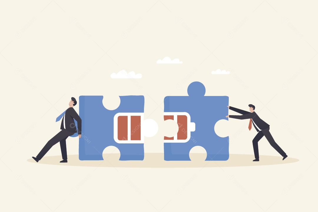 Empresários Juntando Peças de Bateria Vetor EPS