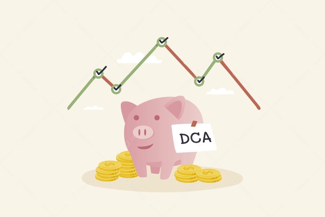 Porquinho de Dinheiro DCA com Gráfico Vetor EPS