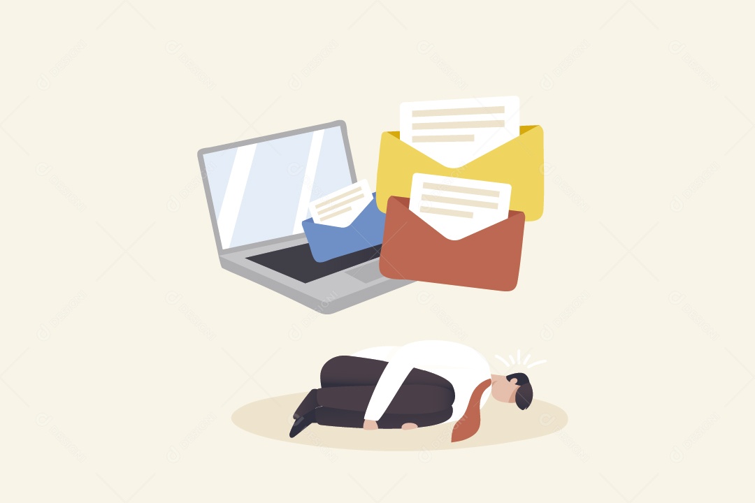 Empresário Dormindo Olhando Convites Vetor EPS