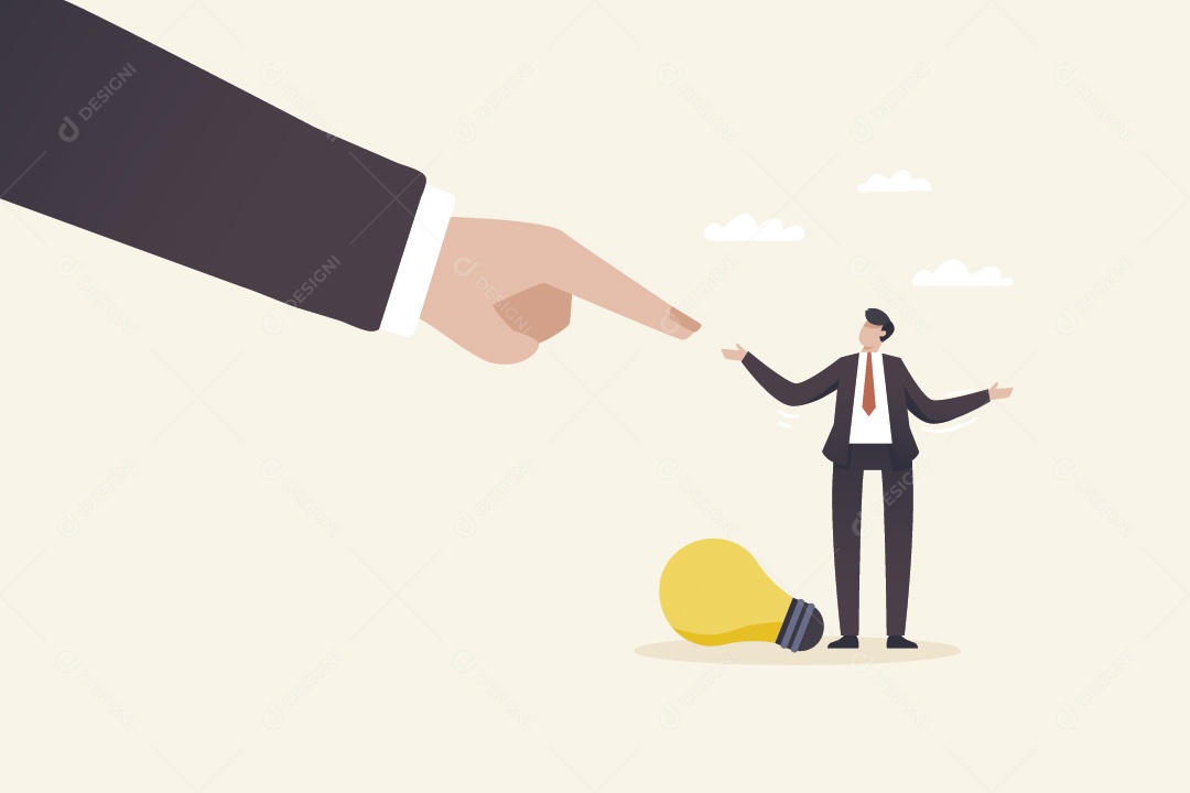 Empresário Sendo Apontado pela Sua Ideia Vetor EPS