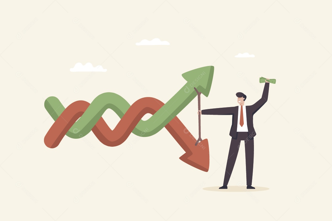 Empresário Segurando Gráfico de Compras e Vendas Vetor EPS