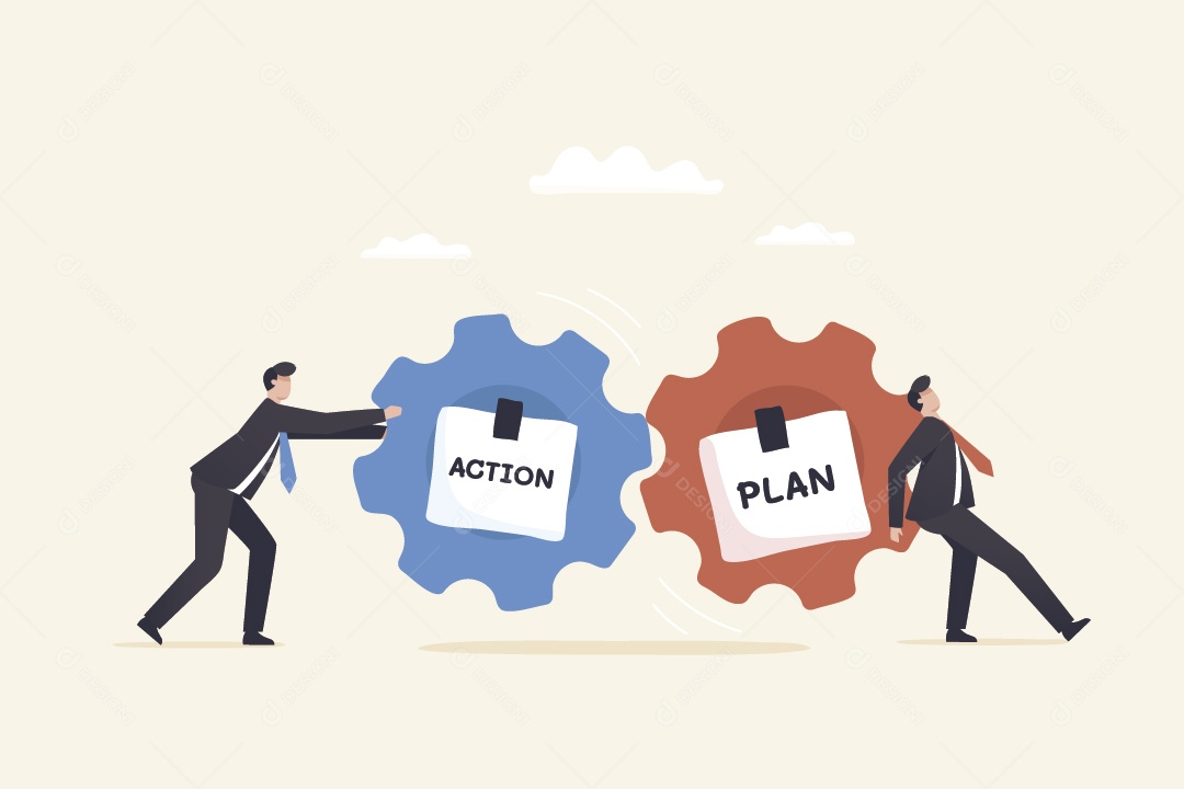 Empresários Segurando Planos de Ação Vetor EPS