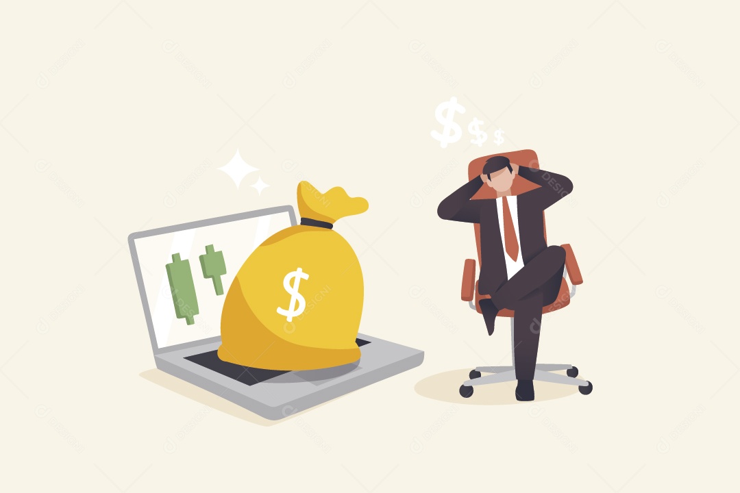 Empresário Trabalhando Tranquilamente Vetor EPS