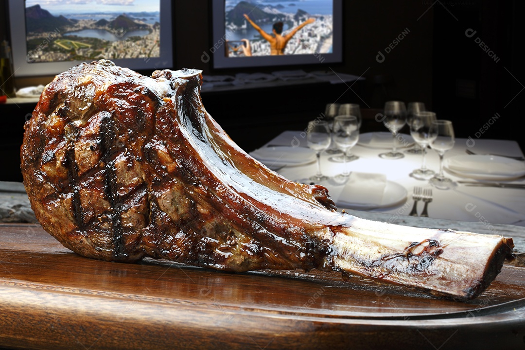 Costela assada com molho barbecue