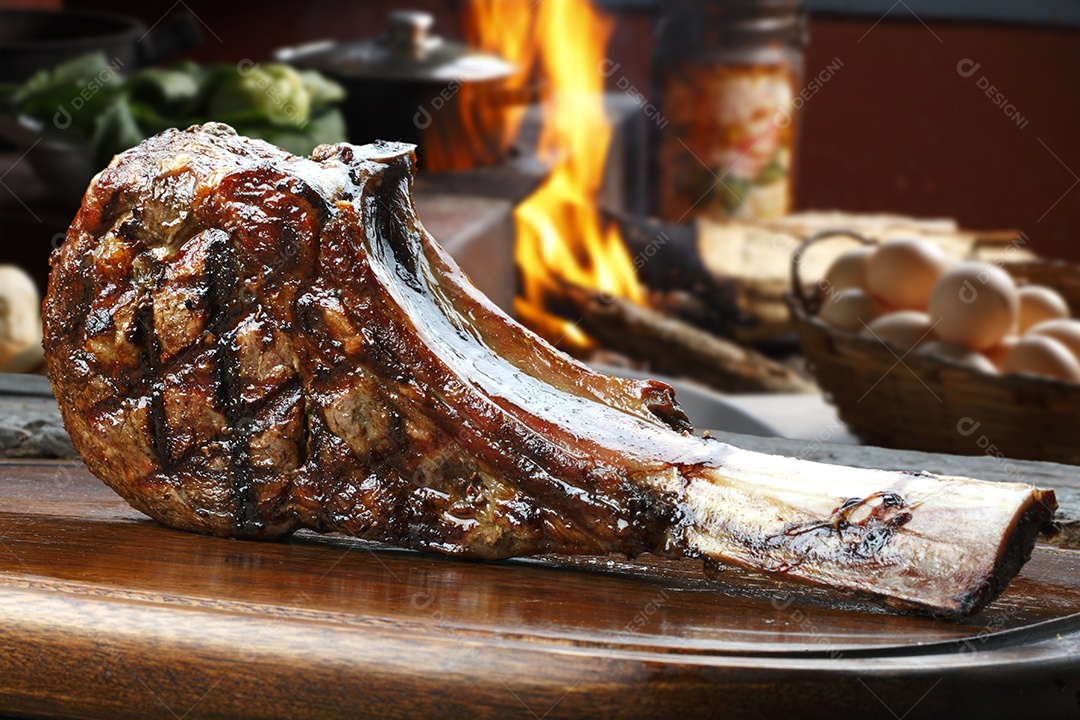Costela assada com molho barbecue