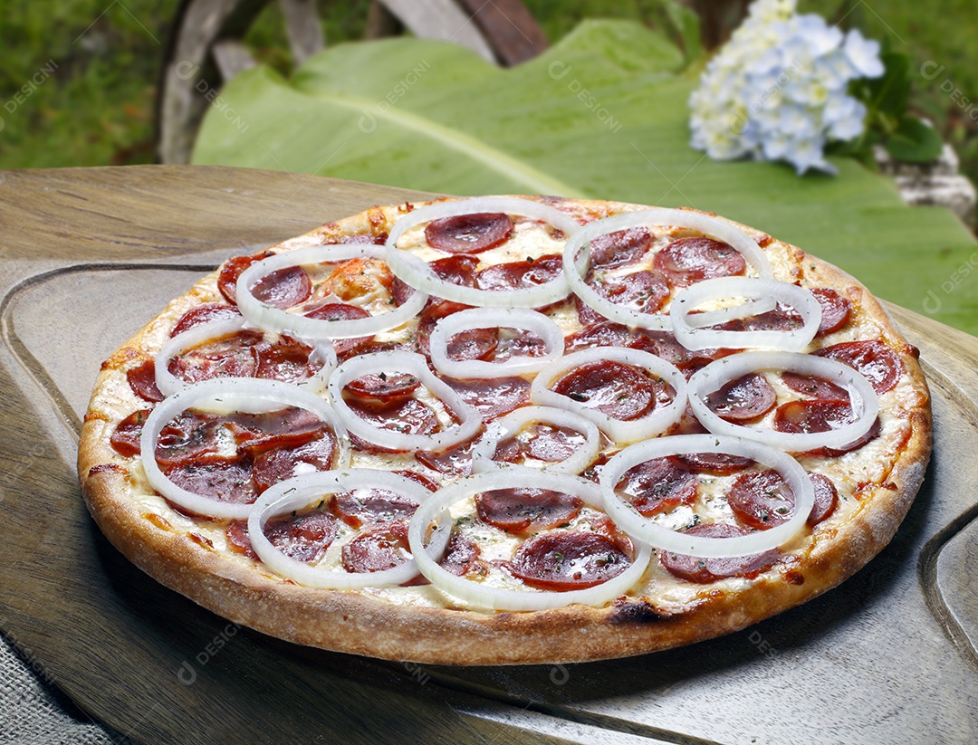 Pizza de calabresa acebolada