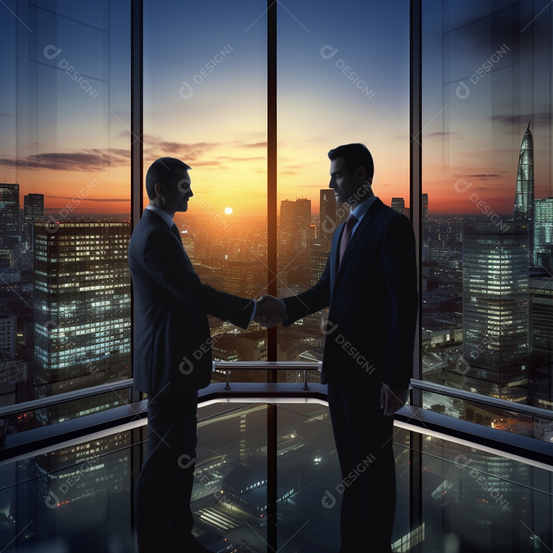 Dois verdadeiros homens de negócios apertam as mãos fechando négocios