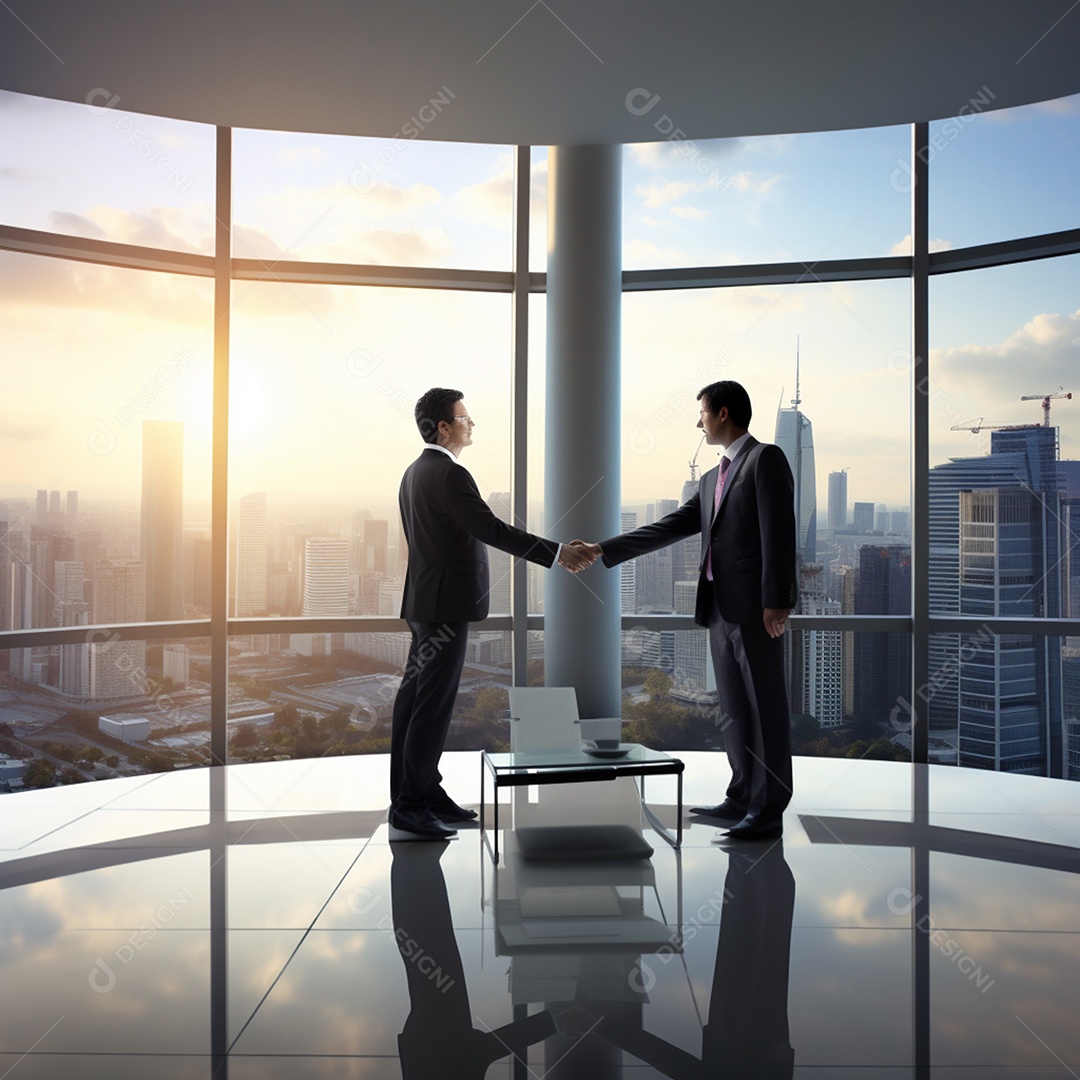 Dois verdadeiros homens de negócios apertam as mãos fechando négocios