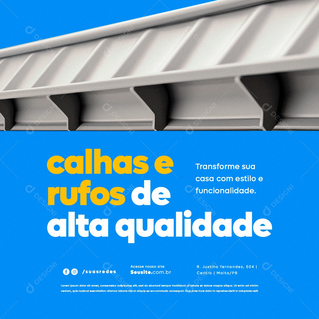 Calhas e Rufos de Alta Qualidade Materiais de Construção Social Media PSD Editável