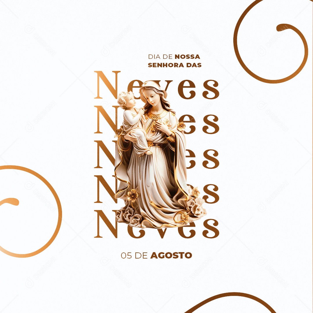 Dia de Nossa Senhora das Neves 05 de Agosto Social Media PSD Editável