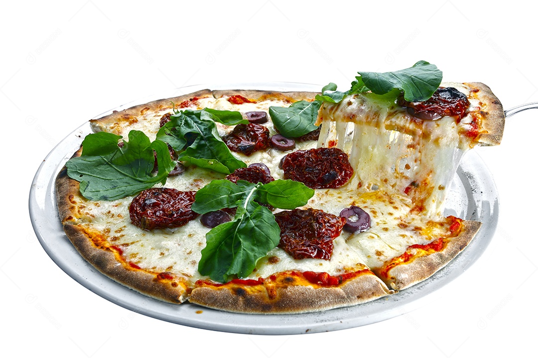 Deliciosa pizza assada sobre mesa de madeira