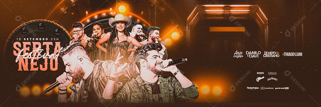 Carrossel Festival Sertanejo Flyer Ana Castela Danilo e Davi Zé Neto & Cristiano Social Media PSD Editável