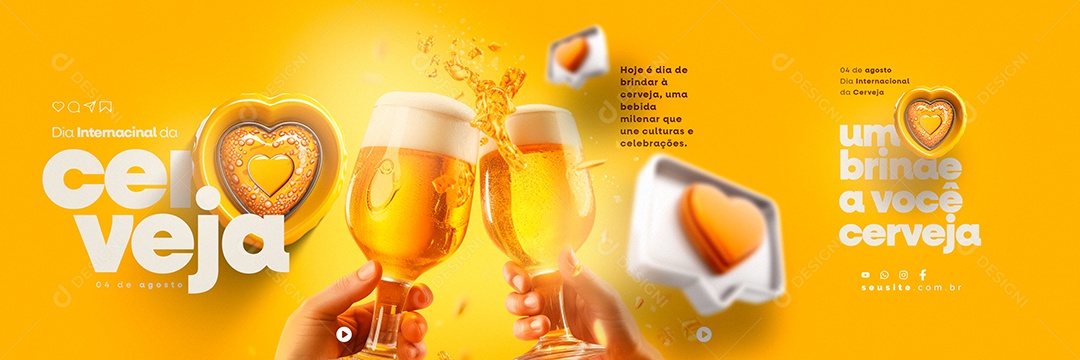 Carrossel Dia Internacional da Cerveja Social Media PSD Editável