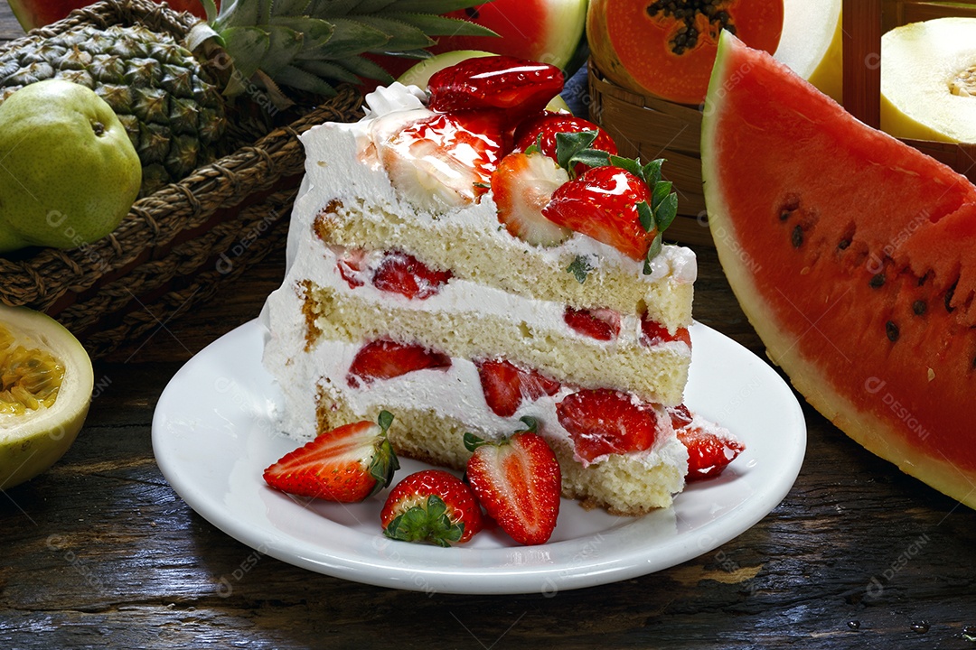 bolo de chantilly e melancia