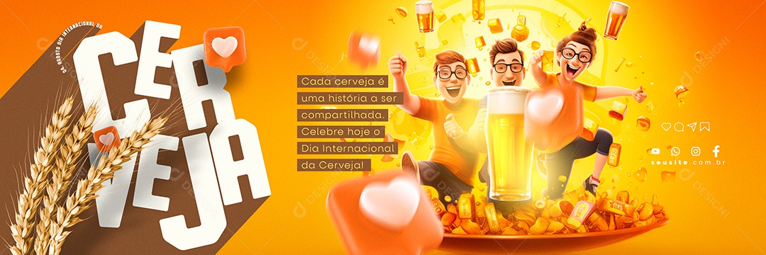 Dia Internacional da Cerveja Carrossel é Uma História Social Media PSD Editável