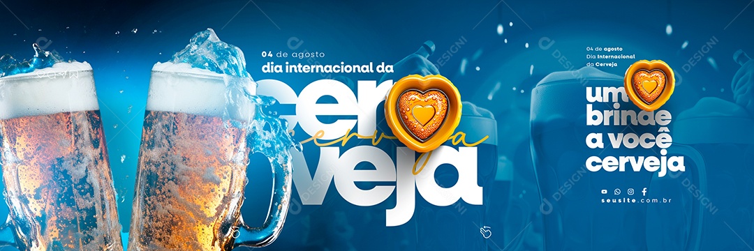 Carrossel Dia Internacional da Cerveja Um Brinde a Você Cerveja Social Media PSD Editável